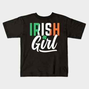 Irish Girl Shamrock Funny St Patrick's Day Gift For Women Girls Kids T-Shirt